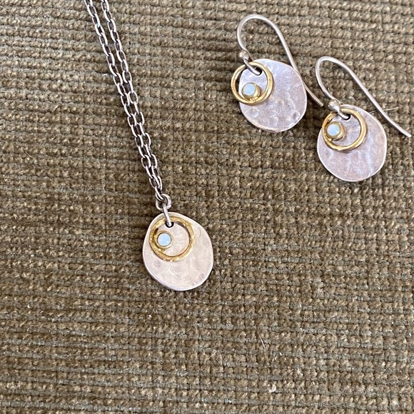 Silpada Silver and Bronze Pendant Necklace and Earring Set W1670 N1671 - Picture 3 of 6